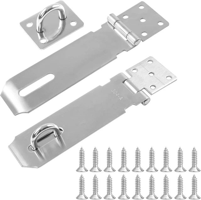 Set 2 Chiavistelli Per Porte In Acciaio Inox - 4 Pollici, Nero, Con Viti, Per Armadi E Cancelli - Foto 10