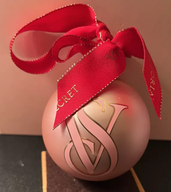 NEW Victorias Secret Ornament Ball iconic monogram pink logo VS HOLIDAY Xmas NIB