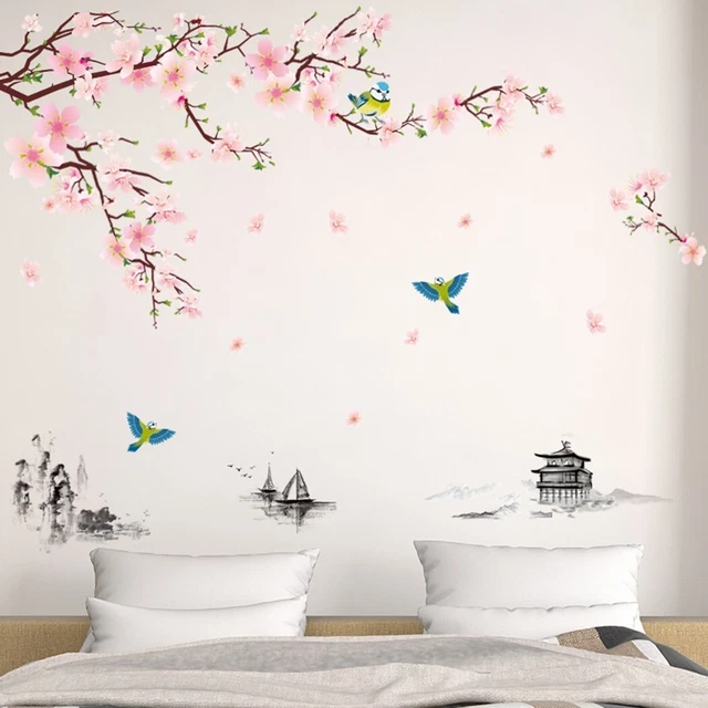 Autocollants PVC Amovibles Faciles Tanlaby Fleur Vintage Stickers Muraux Boho - Autocollant Mural Papillon - Décoration Pour Salon, Chambre à Coucher, Bureau Et Maison Déco Murale Adhésive Salon Chambre