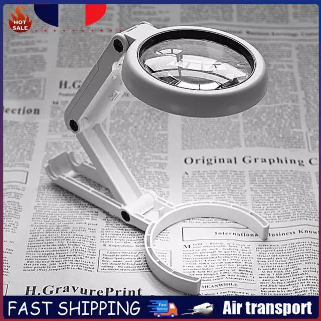 LED Folding Magnifier for Reading Portable Handheld Loupe Magnifying Glass FR