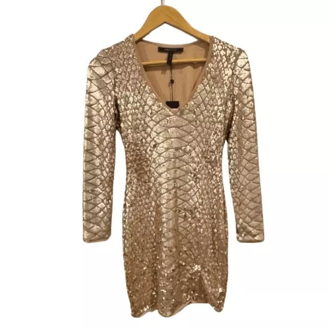 BCBG Maxazaria Sabryna rose gold  combo sequin Dress Size Small 3