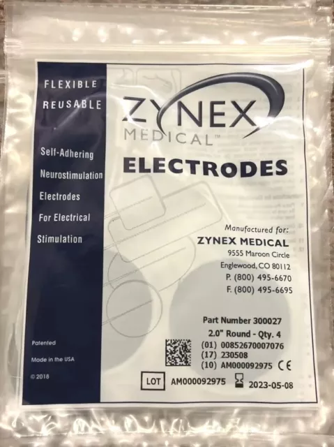 10 packs of 4 2 round electrodes for Zynex Medical: NexWave Tens Unit