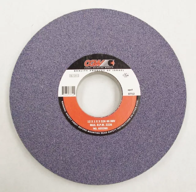 Lot of two CGW 12" X 1" X 3" Surface Grinding Wheels 32A46-HVN Premium Bond