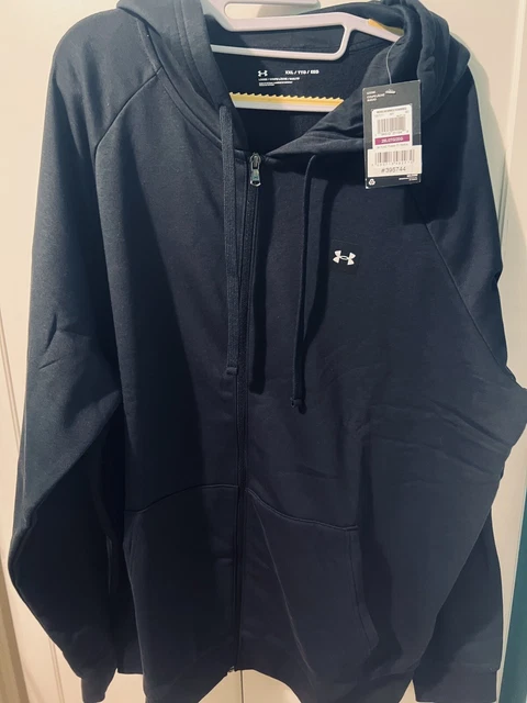 Felpa con cappuccio nera Under Armour Rival in pile nuova con etichette taglia 2XL