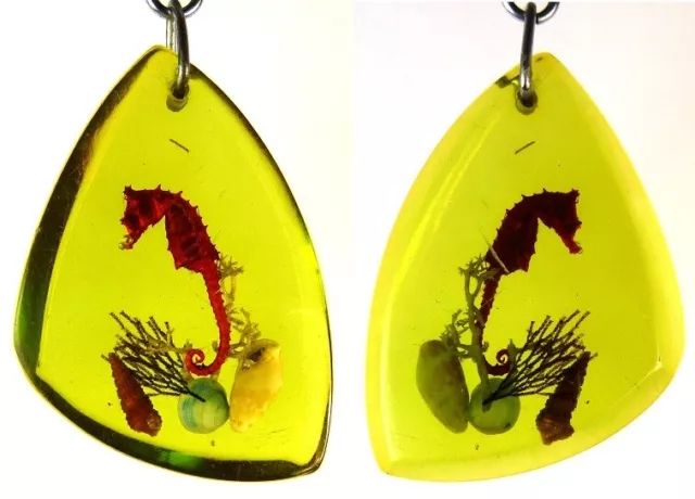 Porte-clés, key ring Résine - HIPPOCAMPE - Inclusion -