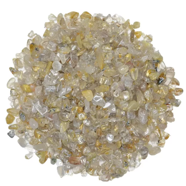 1/2 lb of Tumbled Golden Rutilated Quartz Natural Rock Chips