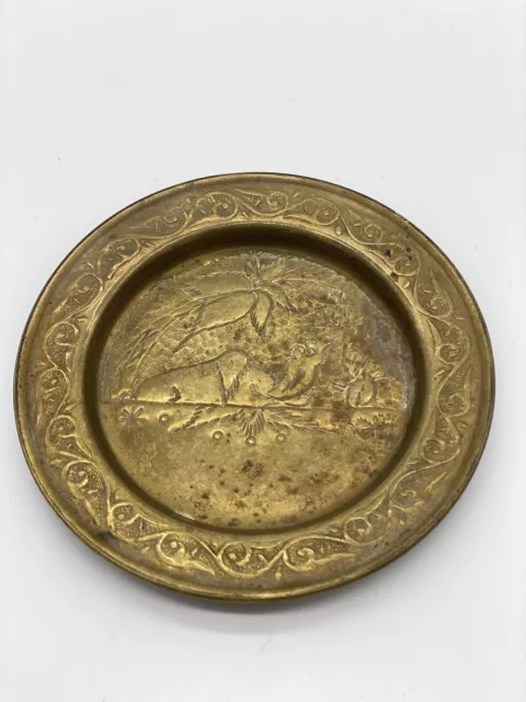 Vintage Brass Embossed Wall Hanging Dish