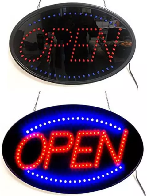 Delux Jumbo 24" X 13" Ultra Bright LED Neon Open Sign with Motion (2X Larger Led