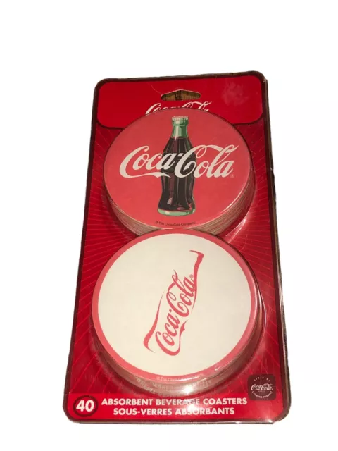 COCA COLA Absorbent Beverage Coasters 40 Vintage Reversible For Can of Coasters