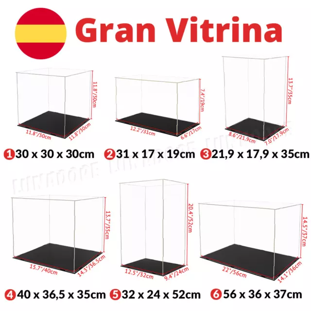 Acrílico Vitrina Auto-Ensamblaje Caja Transparente a Prueba de Polvo 56cm Grande