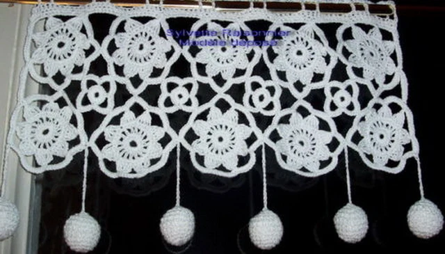 Rideau Crochet Fait Main étoiles - Sur Mesure - Artisanat Français - Sylvette Raisonnier