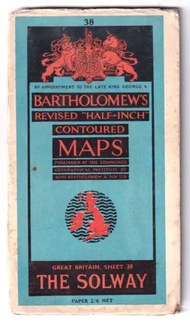 THE SOLWAY - Bartholomew's Revised Half Inch Contoured Map (1947)