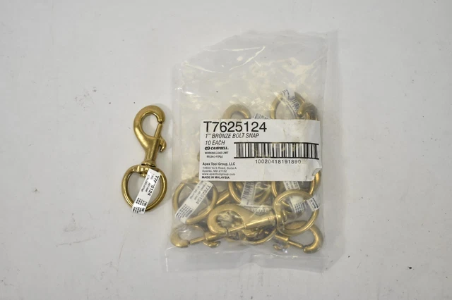 Lot of 10 Campbell 1" Bronze Bolt Snaps T7625124 Swivel Round Eye Hardware