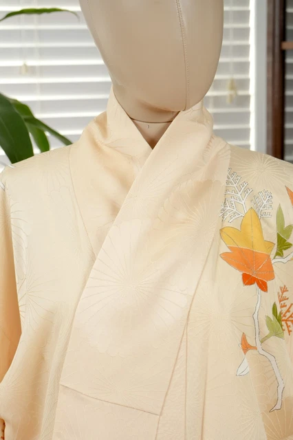 Dear Vanilla Japanese Silk Kimono Women's Robe Gown Authentic Japan Vintage Mint 3