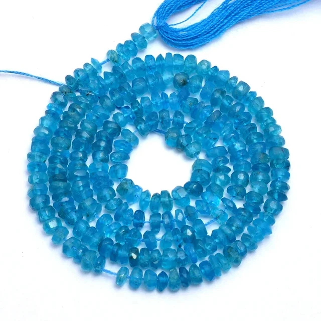 Naturel AAA Néon Apatite Perles Facettes 3-4MM Gemme Rondelle Perles 13 " Brin