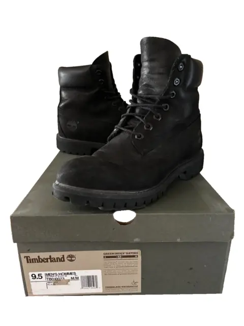 Timberland Premium 6 Inch Waterproof Boot Black Nubuck TB010073-001 Size 9.5 Box