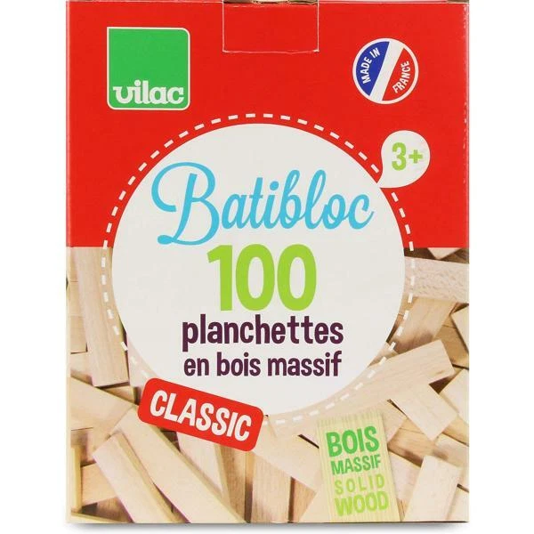 Jeu de construction Batibloc, PLanchettes de bois en Hêtre du Jura, 100pcs, ??