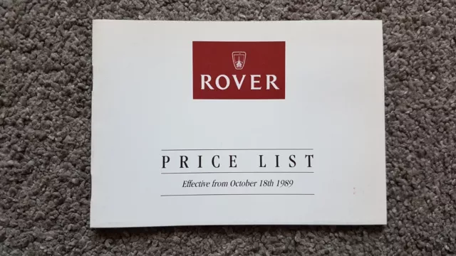 Rover Price List Sales Brochure Oct 1989