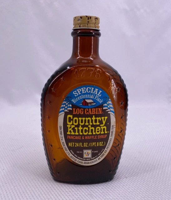 Log Cabin Special Collector's Bicentennial Flask Glass Syrup Bottle w/ Cap 1776