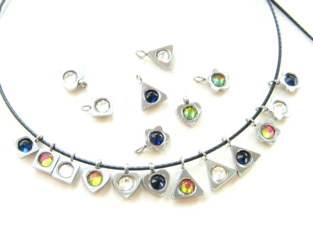 Edelstahl Schmuckanhänger Strass Rhinestone 4 Motive 10 Stück SERAJOSY