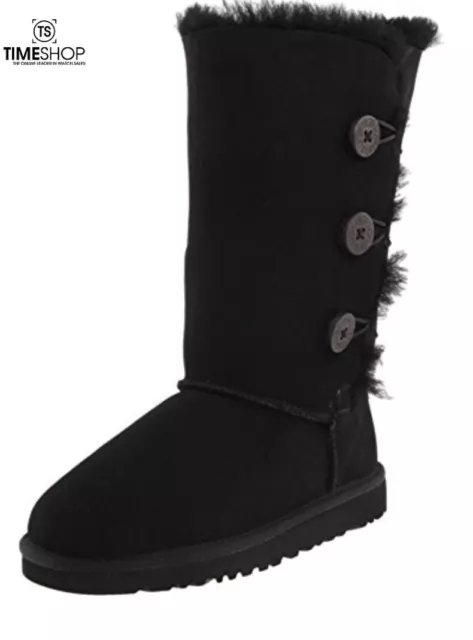 UGG Australia Bailey Button Triplet Black - Kids Boots - Size 13 - 1962K