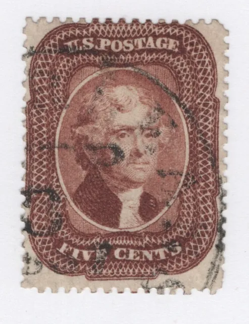 1857 US SC 28 5c Thomas Jefferson, Red Brown, Type I - Used