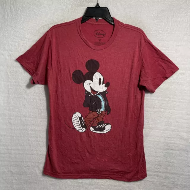 Camisa de Disney Mickey Mouse para hombre roja mediana cuello redondo con estampado gráfico