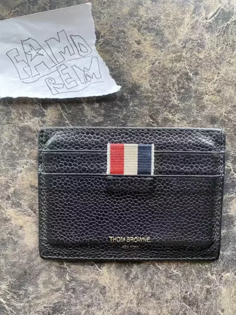 Thom Browne Intarsia Stripe Pebble Leather Card Holder