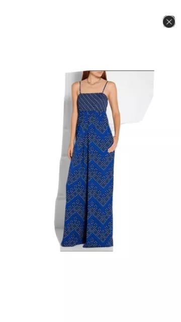 NWT Diane von Furstenberg Ivena Silk Blue Jumpsuit Size 4 Strappy Spring