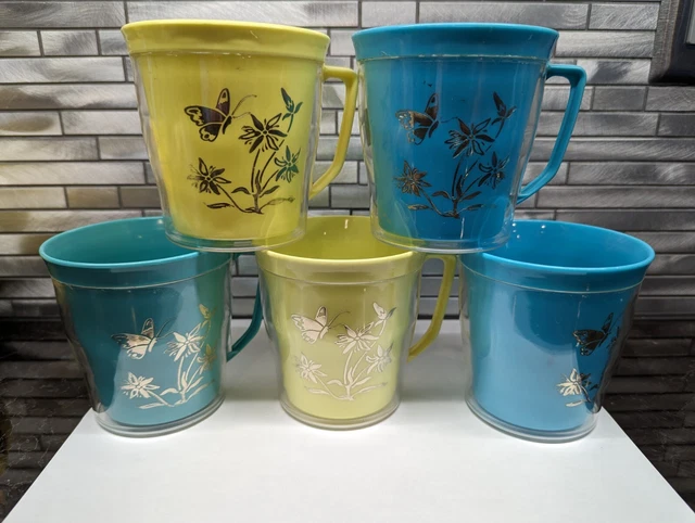 5 Sterilite USA Vtg Insulated Coffee Mug/Cups  (By The Inventor Of Tupperware)