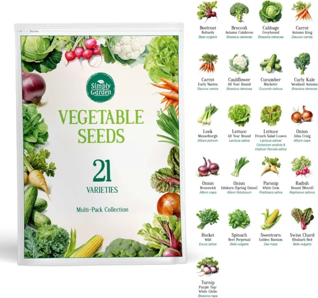 Simply Garden Grow Your Own Veg Seed Kits, 21 Vegetable Seeds for 21 Pack