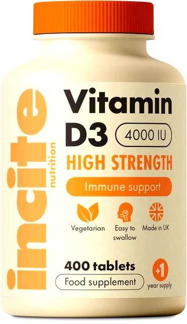 VITAMIN D3 4000 IU - 400 High Strength Vitamin D Tablets (1+ Year ...