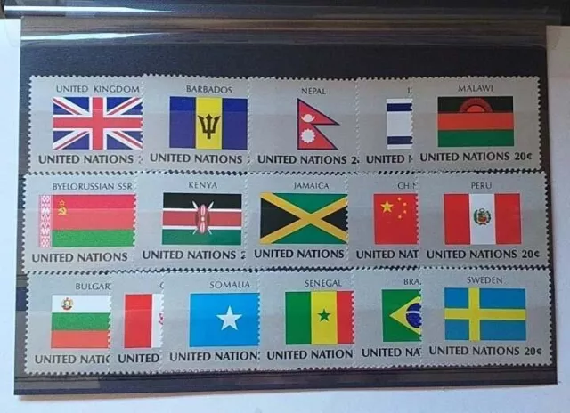 SELLOS NACIONES UNIDAS AÑO 1983 BANDERAS 16 v. NUEVOS