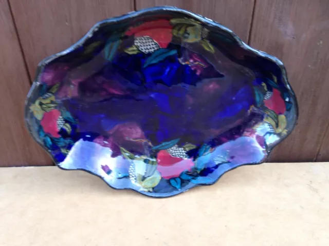 S. Hancock & Sons Rubens Ware Pomegranate Hand Painted Fruit Bowl 10" Wide