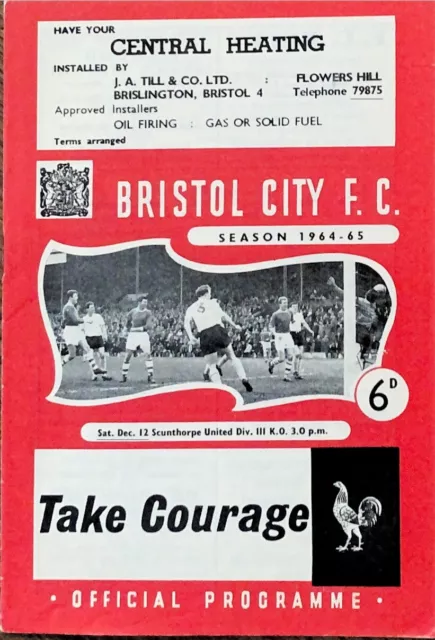 Bristol City V Scunthorpe United - 1964/65 Division 3 - 12th December 1964