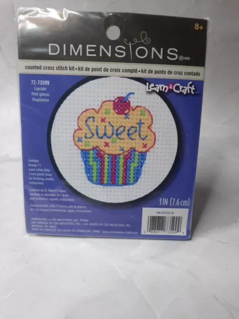 Dimensions Learn a Craft Counted Cross Stitch Kit Cupcake 72-73599 3"