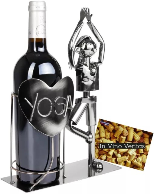 BRUBAKER Yoga Love Weinflaschenhalter Weinhalter Geschenk Yogis + Grußkarte