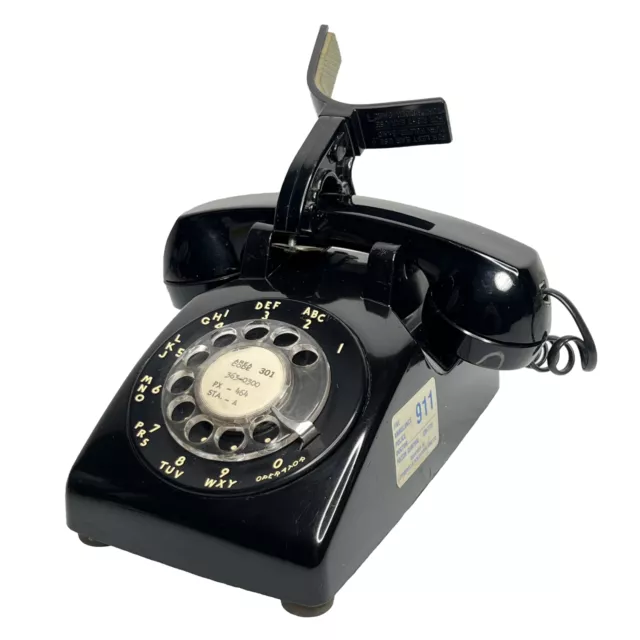 Vintage Bell Systems Western Electric Rotary Dial Desk Telephone Black 500MM 80s