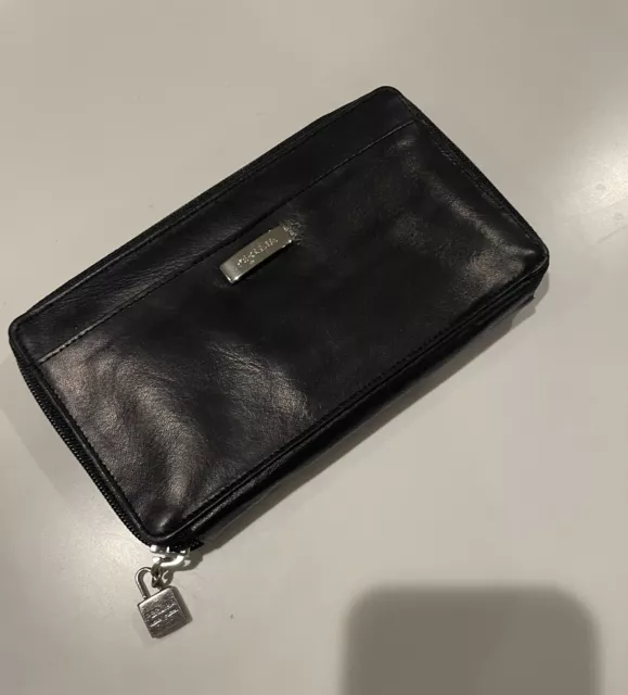 Perlina New York Women’s Wallet: Black Genuine Leather (NEW)