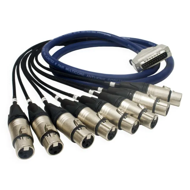 25 Perno D Sub per Femmina XLR Cavo db-25 Van Damme Multicore Serpente Piombo