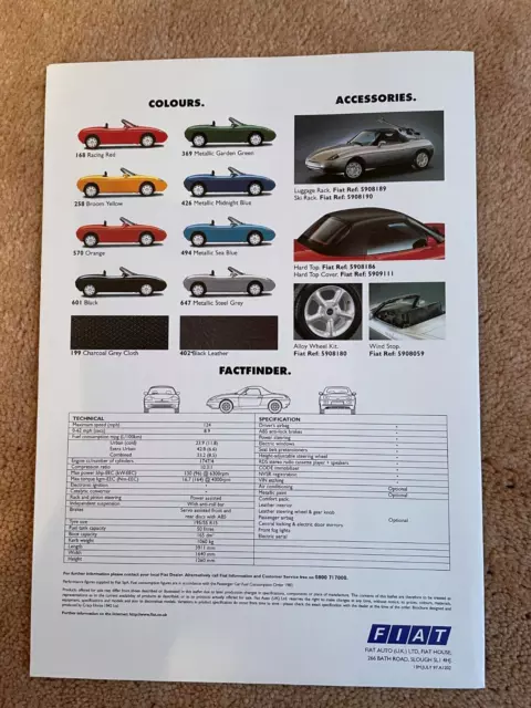 FIAT BARCHETTA FOLD-OUT BROCHURE (Jul. 1997) 2