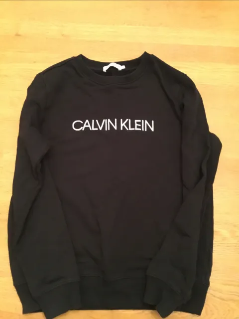 CALVIN KLEIN Jeans Sweatshirt Black Crew Neck Boys Size 12-14 Years