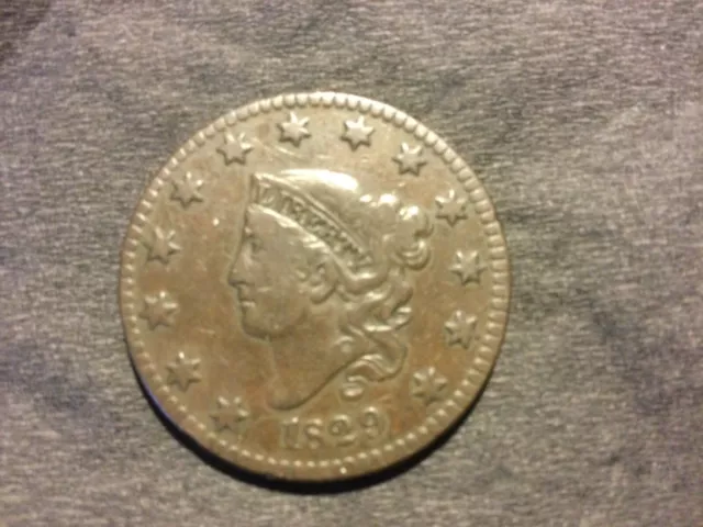 1829 Coronet Head  Medium letters Large Cent