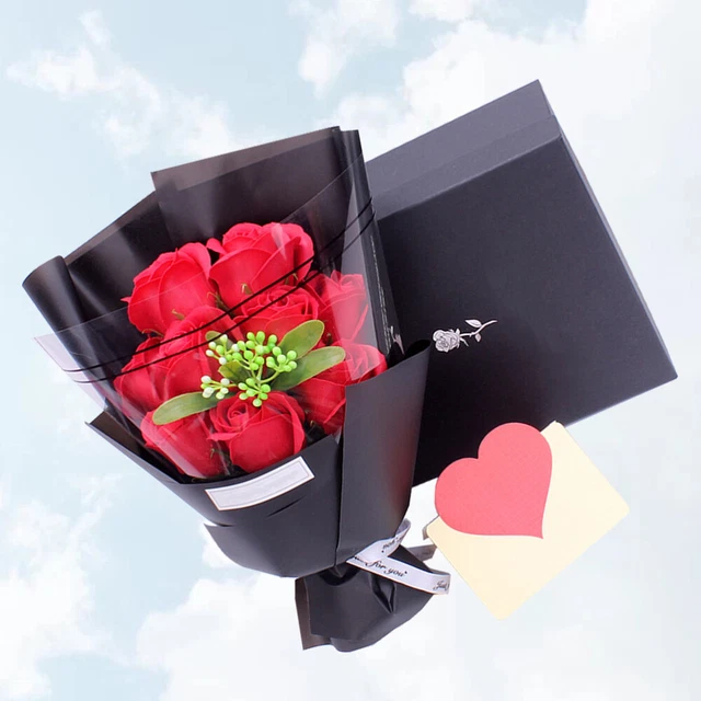 Falso fiore di rosa fiori di nozze falsi sapone confezione regalo