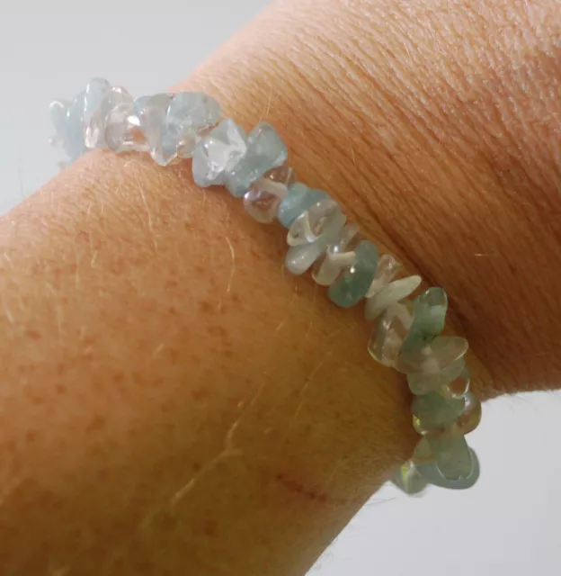 Aquamarin & Klar Quartzchip Perlen Heilendes Kristallarmband Selbstliebe