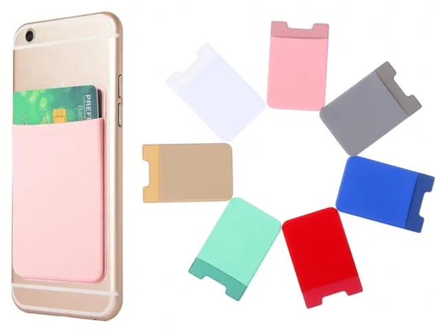 Elastic Mobile Phone Credit Card Wallet Holder Money Pocket Stick-On Adhesive UK