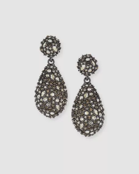 $265 Alexis Bittar Women's Black Crystal-Encrusted Pave Pod Drop Post Earring