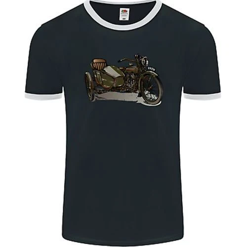 Motorcycle and Sidecar Biker Motorbike Mens Ringer T-Shirt FotL
