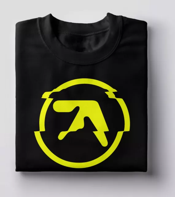 Aphex twin Glitched logo T shirt Techno Dance Music Electronica Ambient - Yellow