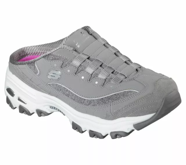 Skechers D'lite Shoes Gray Women's Clog Slip On Comfort Sandal Memory Foam 11940